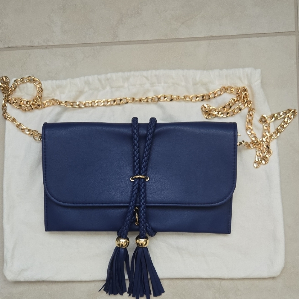 Source Unknown Navy Clutch with Gold Accents